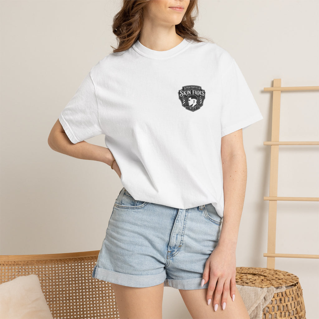 Barbershop Logo T-Shirt — "Skin Fades" Crewneck