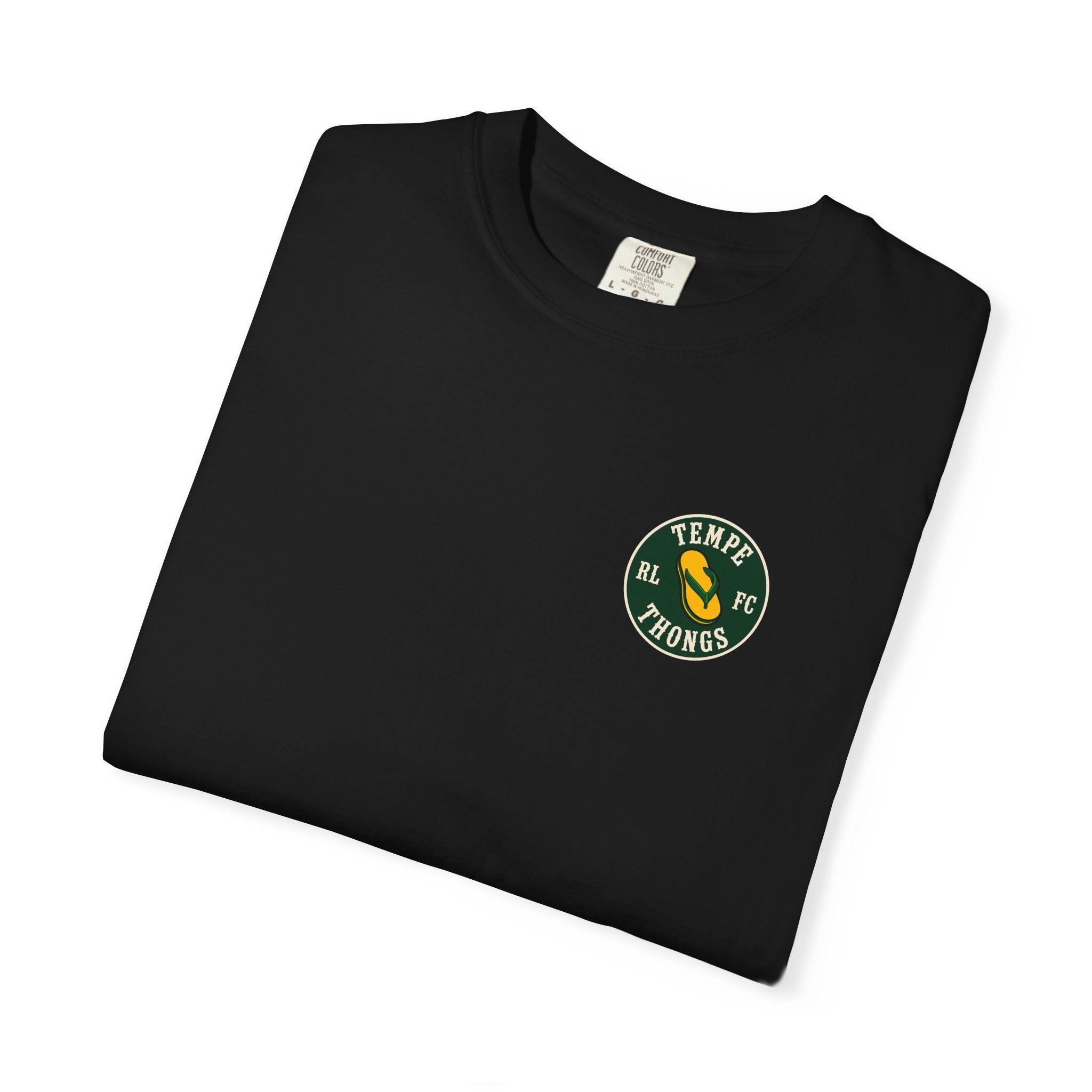 Tempe Thongs Graphic T-Shirt — Vintage Soccer Emblem Tee