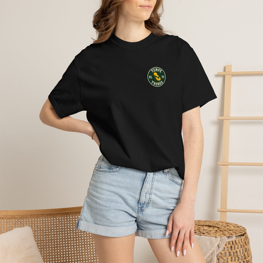 Tempe Thongs Graphic T-Shirt — Vintage Soccer Emblem Tee