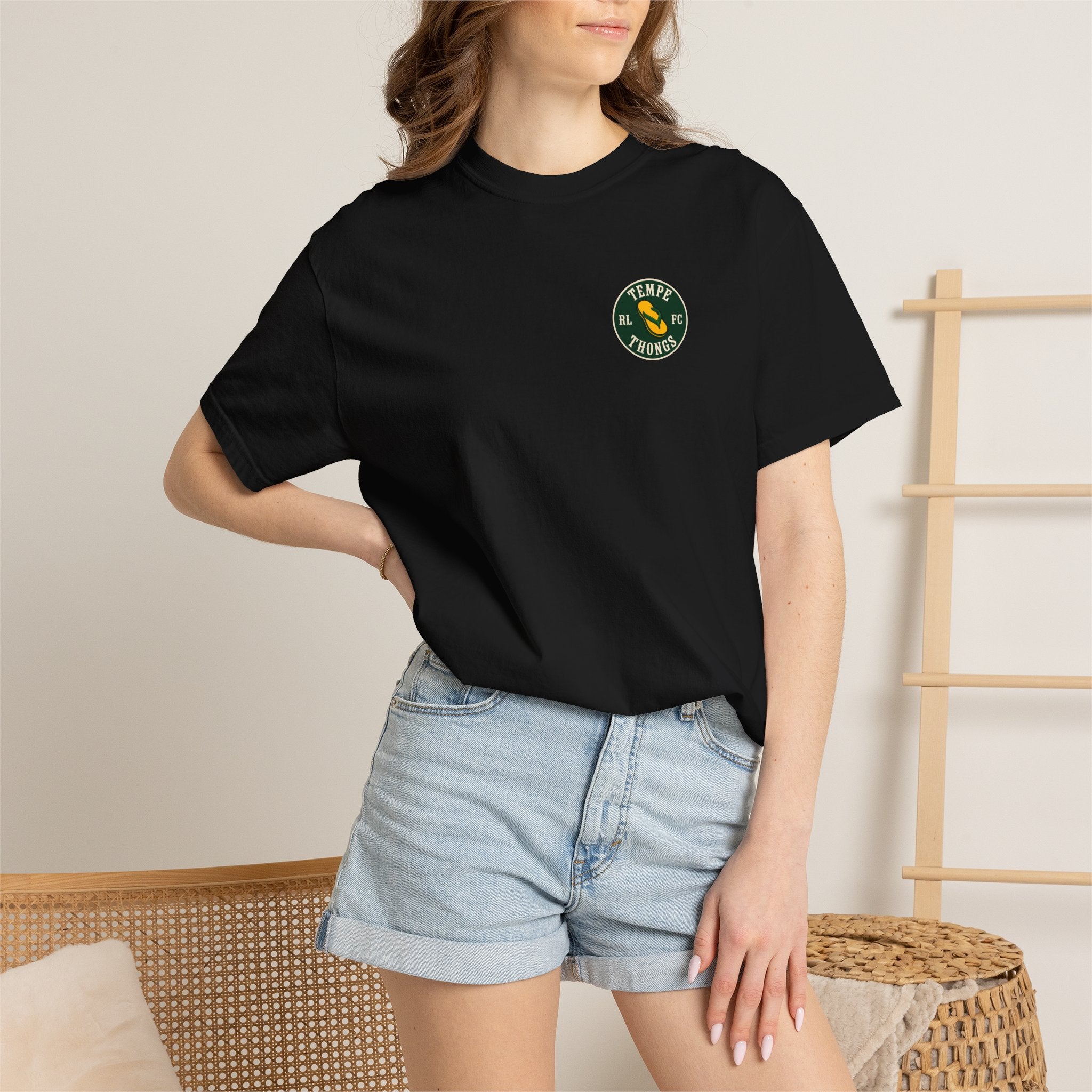 Tempe Thongs Graphic T-Shirt — Vintage Soccer Emblem Tee